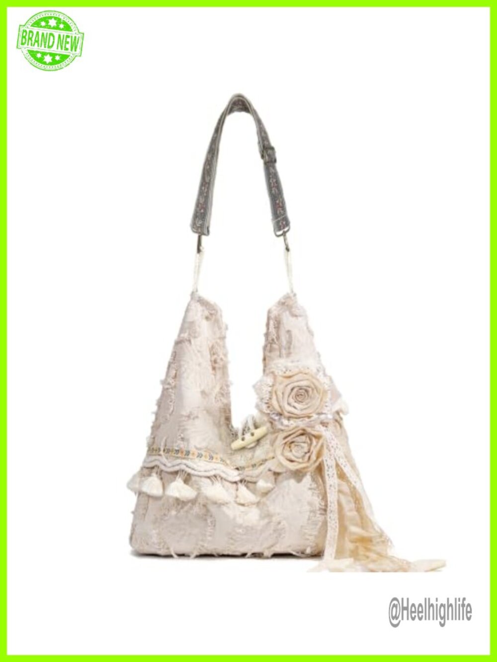 Boho Hobo Crossbody Bag Fringe Faux Leather Guitar Strap Women Handbag